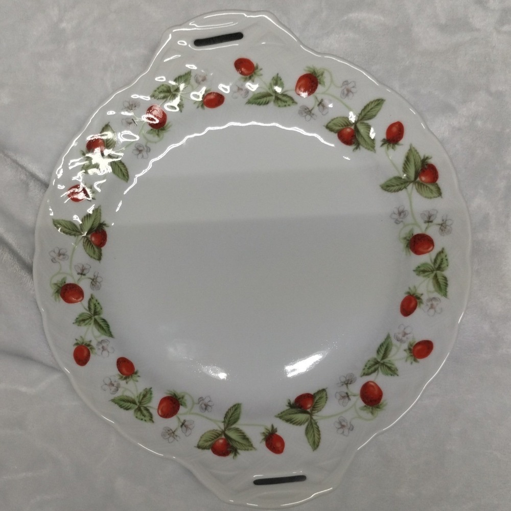Bernardaud Limoges Fraises Strawberry Handled Cake Plate French Porcelain - Picture 6 of 13